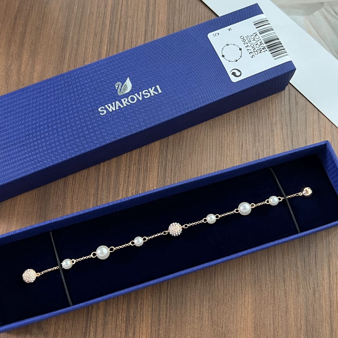 Swarovski施華洛世奇 金色珍珠磁吸手鏈高仿a貨