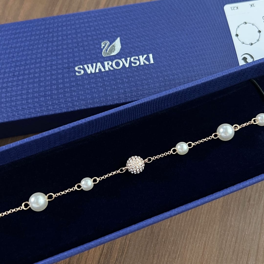 Swarovski施華洛世奇 金色珍珠磁吸手鏈高仿a貨