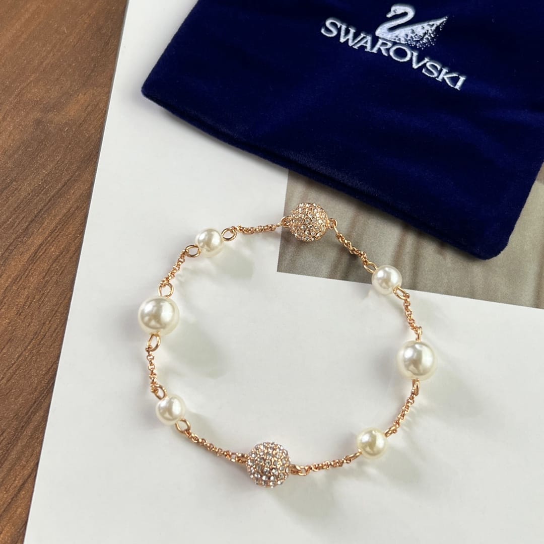 Swarovski施華洛世奇 金色珍珠磁吸手鏈高仿a貨