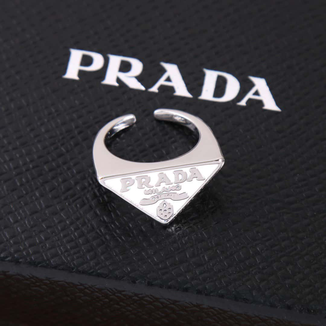 PRADA 普拉達三角標 開口戒指高仿a貨