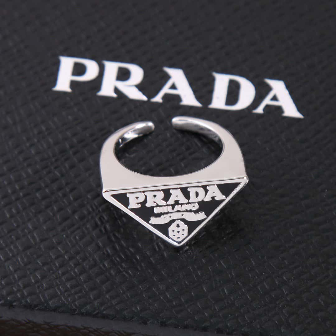 PRADA 普拉達三角標 開口戒指高仿a貨