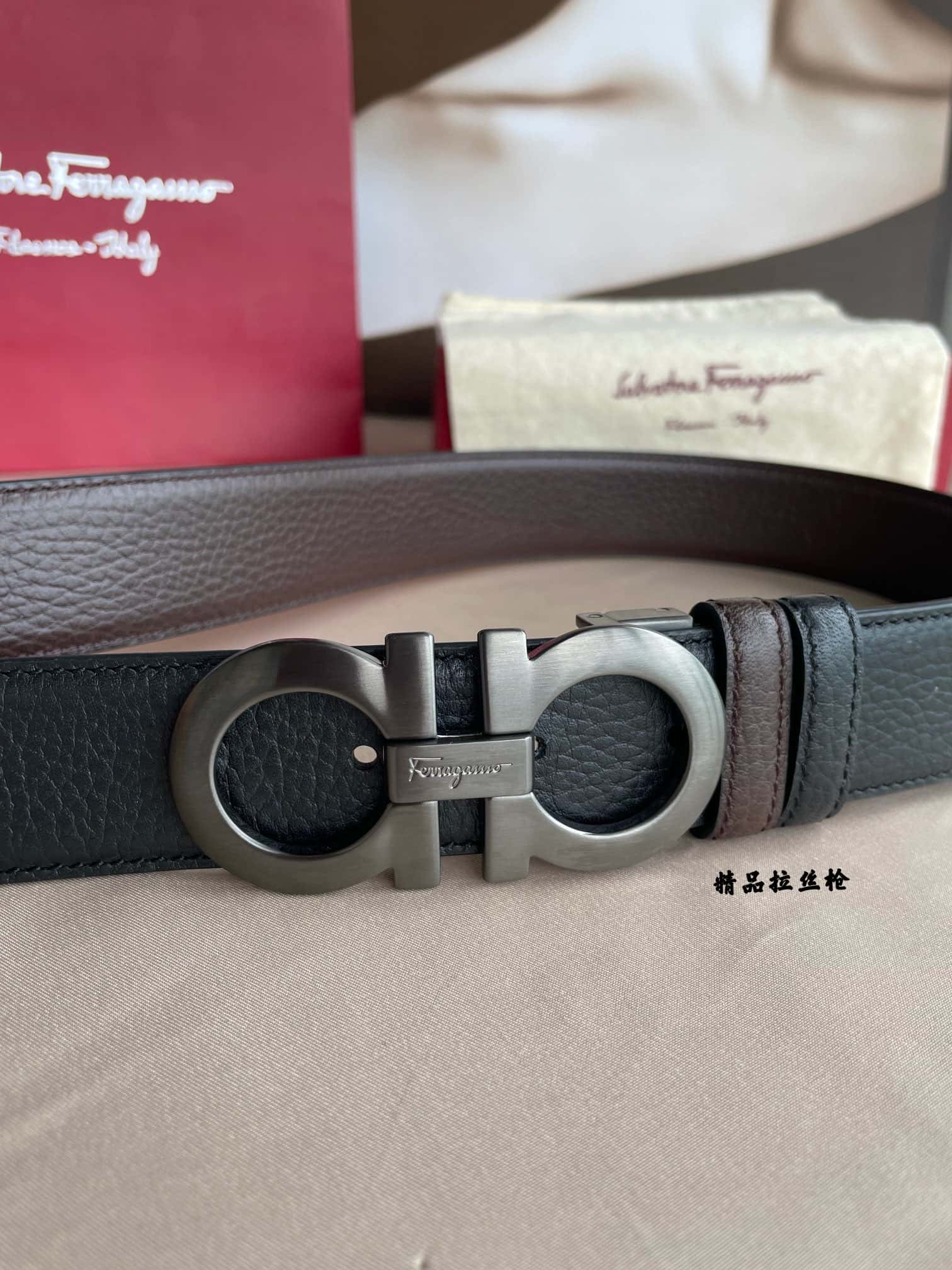 Ferragamo菲拉格慕 雙馬蹄扣發財腰帶3.5cm高仿a貨